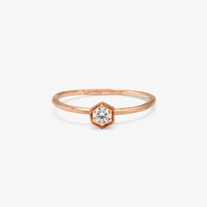 Satomi Kawakita White Diamond Hexagon Ring Rose Gold size 5